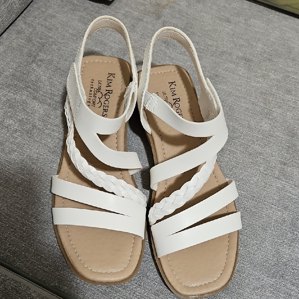 Kim Rogers Braided White Sandals
